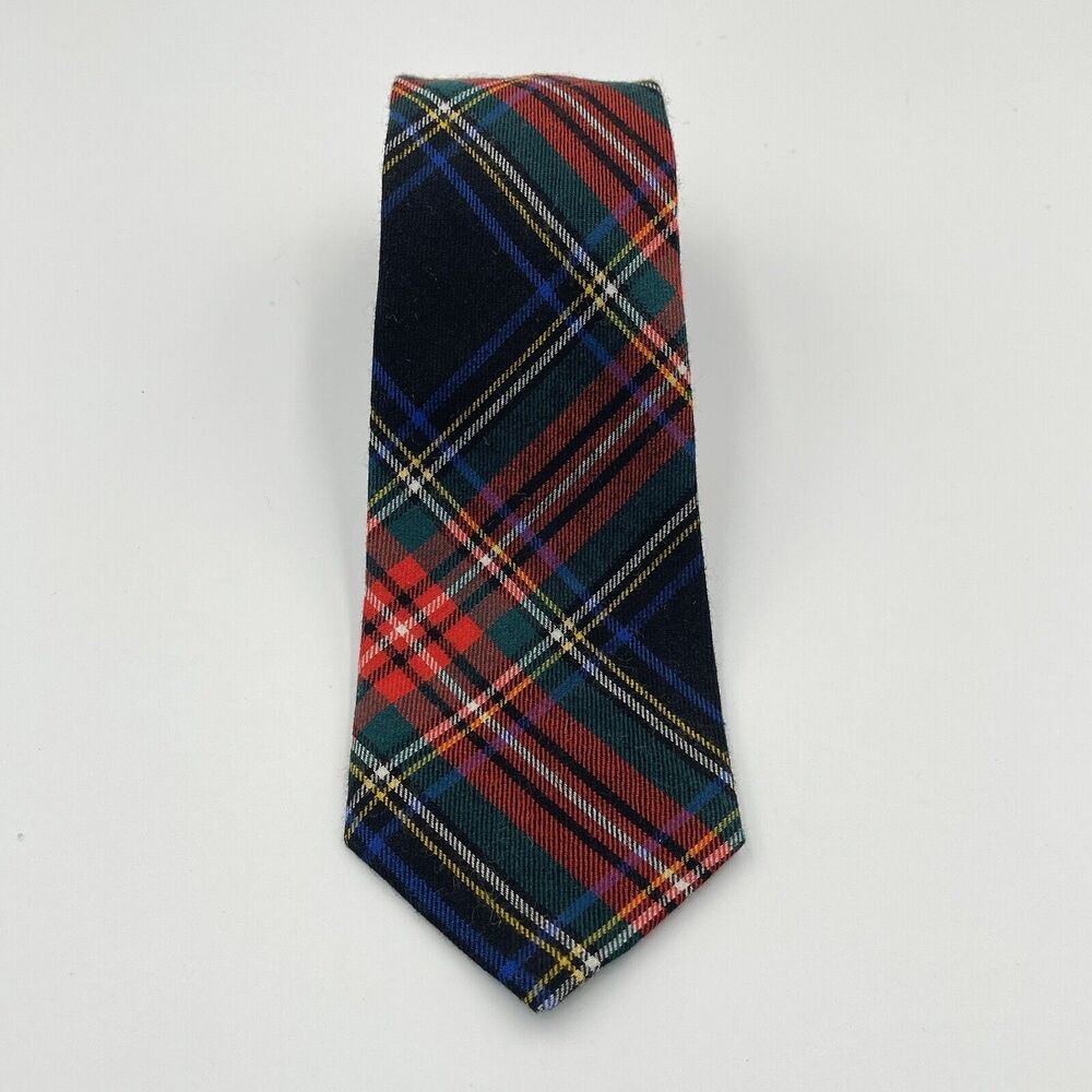 Vintage VIYELLA Cotton Wool Plaid Neck Tie 3 1/4" x 57" Red Green Holiday